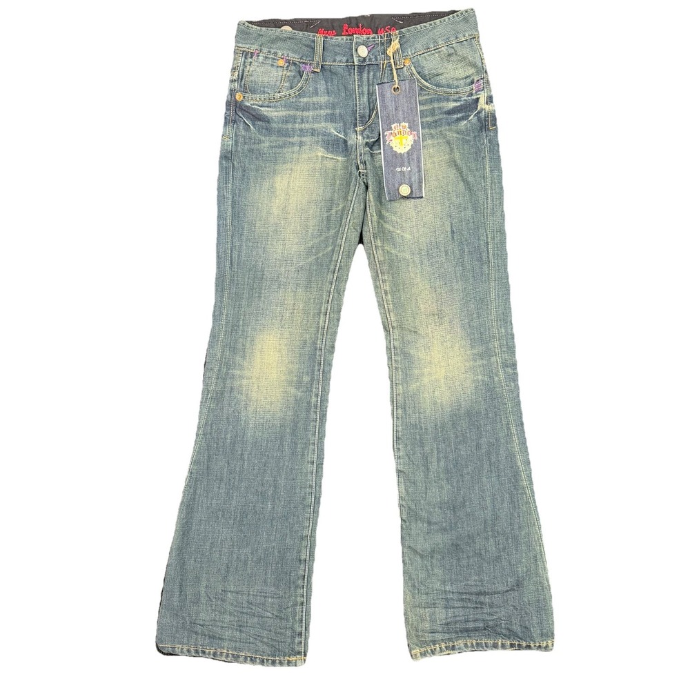 New London Jean Anthony Frym Sz 31 Y2K Boot cut  Butterfly Distressed Grunge NWT